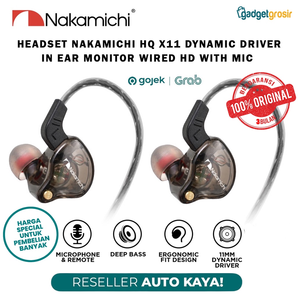Jual Headset Nakamichi HQ X11 Original Garansi Dynamic Driver In Ear