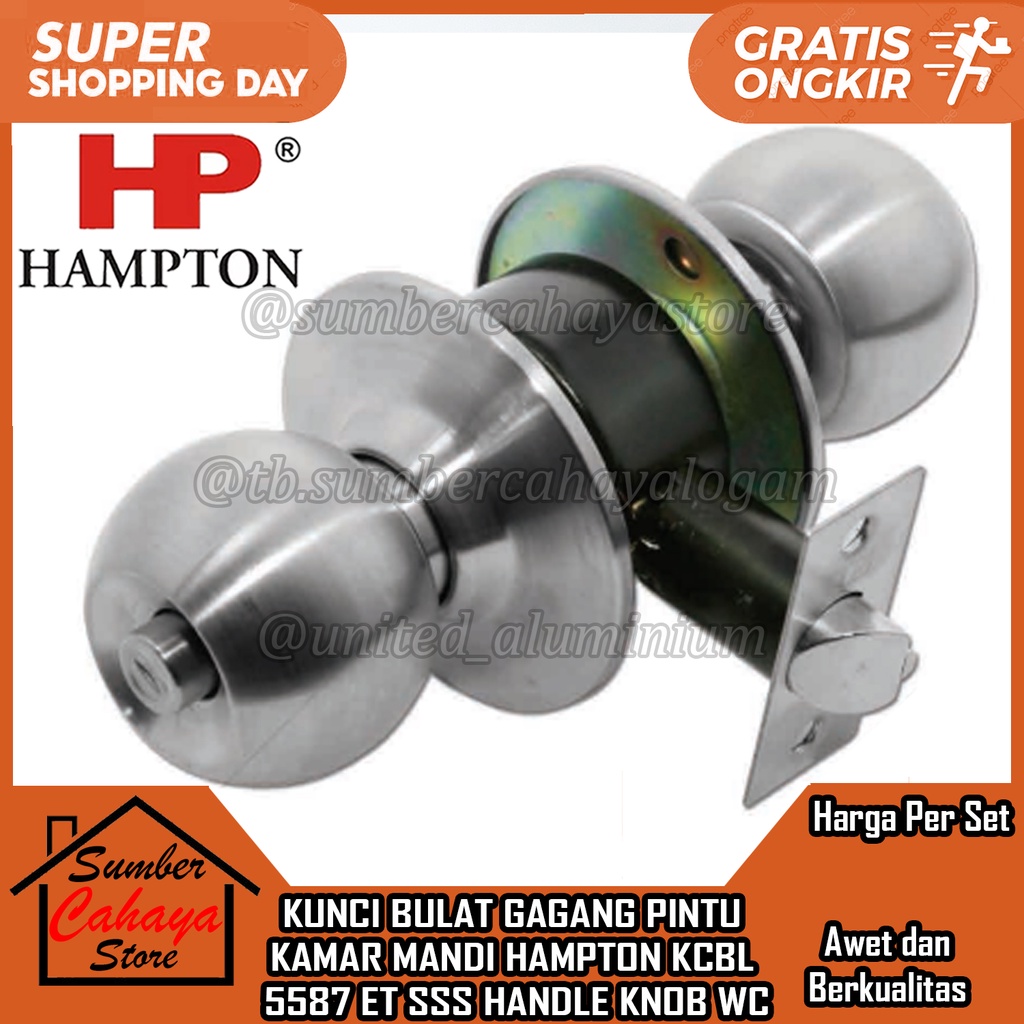 Jual Handle Pintu Kamar Mandi Kunci Bulat Hampton Kc Bl 5587 Bk Et Sss