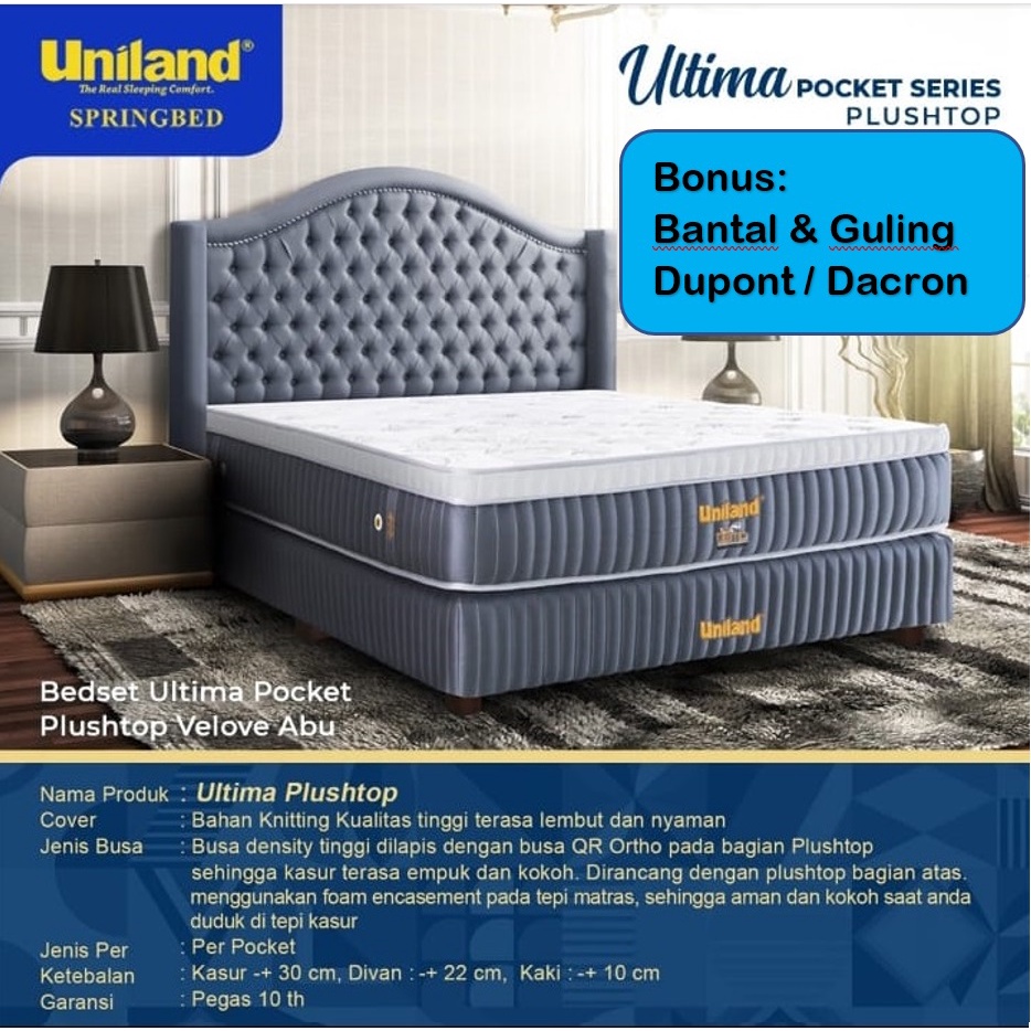 Jual Springbed Set Uniland Ultima Pocket Plush Top VELOVE Spring Bed