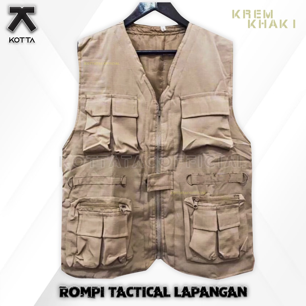 Jual ROMPI LAPANGAN KREM KHAKI - ROMPI OUTDOOR CREAM - ROMPI VEST CARGO
