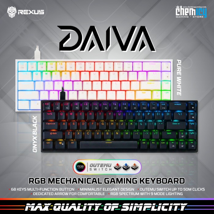 Jual Best Seller Rexus Daiva Rx-D68 Rgb 68% Hotswappable Mechanical ...