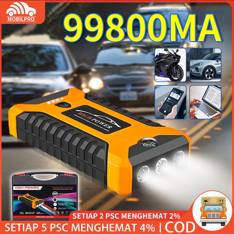 Jual 100000mAh Portable Jumper Aki Mobil dan Pompa Ban Power Bank