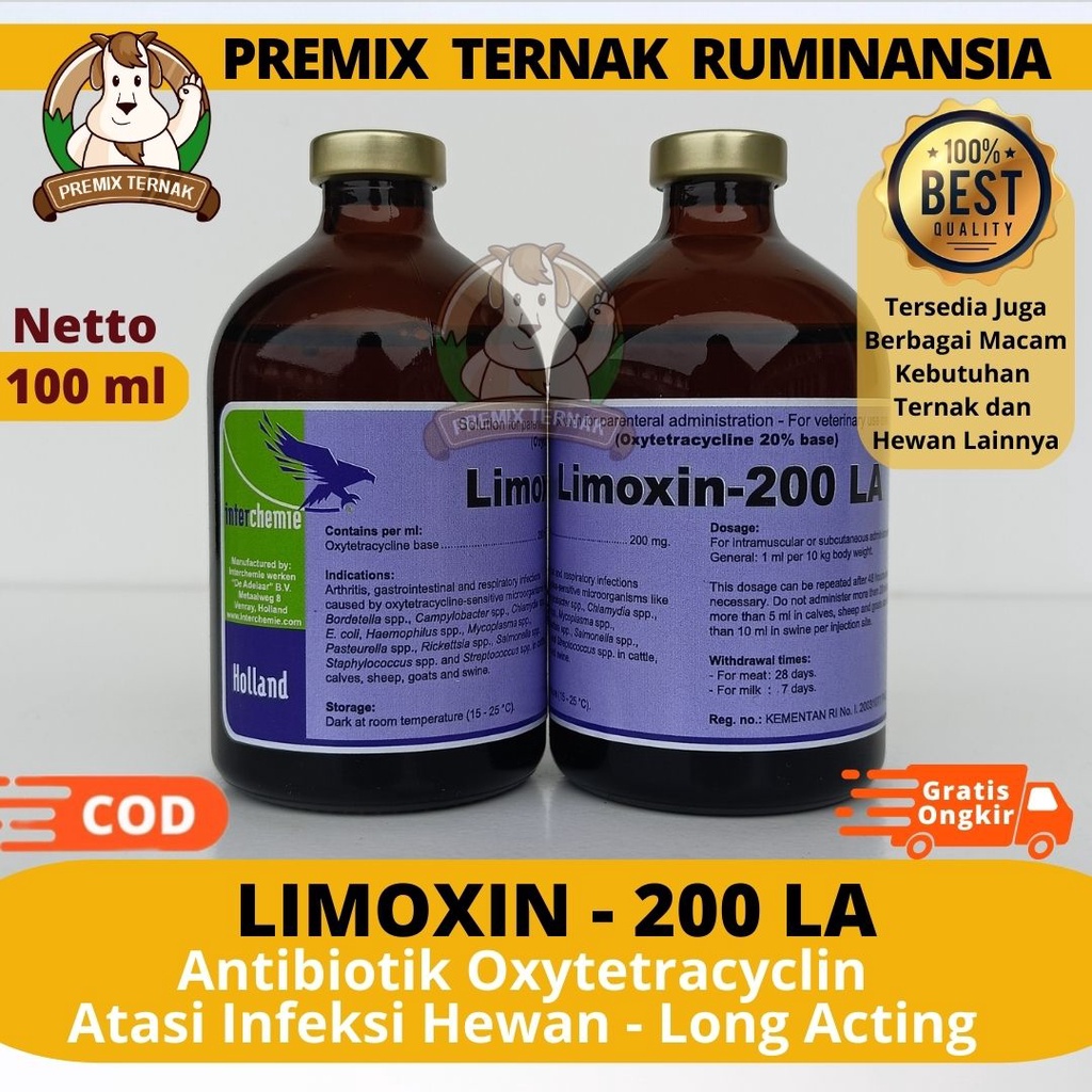 Jual Limoxin 200 La 100 Ml Antibiotik Oxy Tetracyclin Spektrum Luas