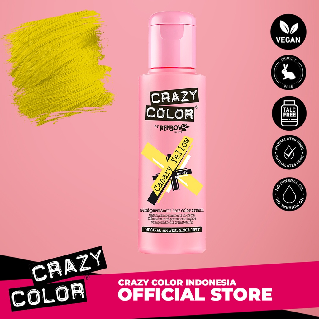 Jual Crazy Color Semi Permanent Hair Color Canary Yellow Pewarna Rambut ...