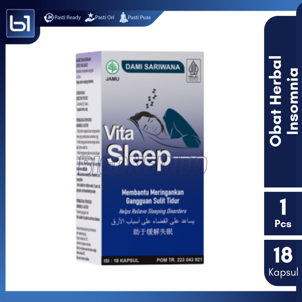 Jual Vitasleep 18 Kapsul Herbal Mengatasi Insomnia Gangguan Sulit