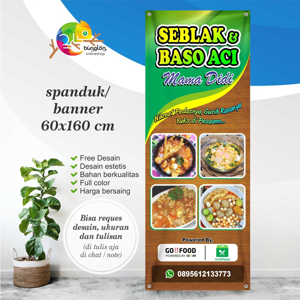 Jual Size 60x160 Cm Spanduk Banner Seblak Baso Aci Makanan Minuman