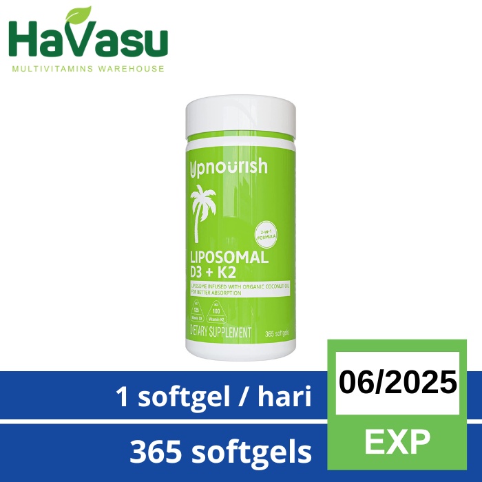 Jual Upnourish Liposomal Vitamin D3 5000IU + K2 as MK7 100 Mcg 365