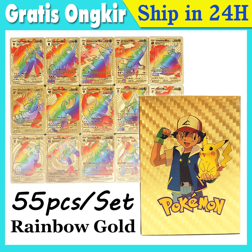 Jual 54pcs / 36 / 18PCS Kartu Pokemon Black Gold Silver Pok Mon ...