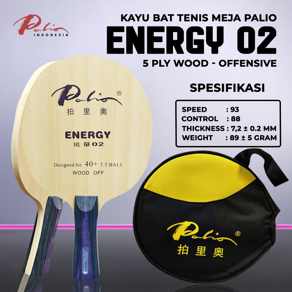 Jual Kayu Bat Tenis Meja Pingpong Palio Energy 02 Offensive | Shopee ...