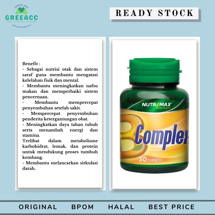 Jual Nutrimax B Complex Kompleks Vitamin Untuk Kesehatan Saraf Syaraf