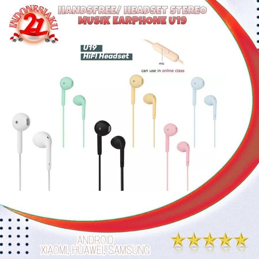 Jual HEADSET ANDROID U-19 HEADPHONE IN-EARBUD MUSIC OLAHRAGA HEADSFREE ...