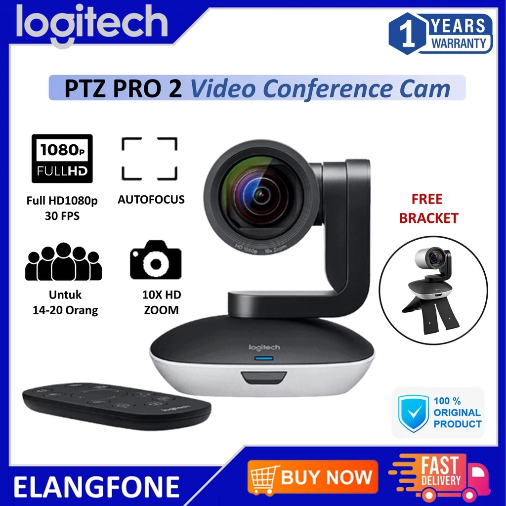 Logitech PTZ PRO 2 Webcam Video Conference Camera 1080p HD