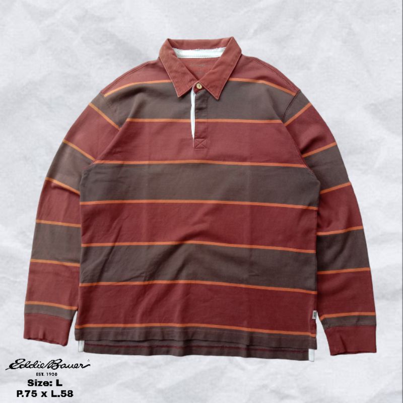 Jual Rugby shirt Eddie Bauer Brown Vintage Shopee Indonesia