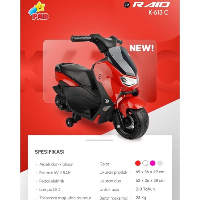Jual Motor aki anak PMB K611C K612C K615C model sepeda PCX scoopy Nmax