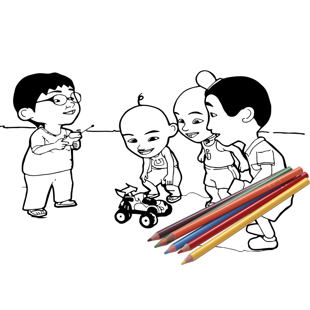 Jual Gambar Sketsa Mewarnai ~ Upin Ipin Part 2 Seketsa Lukis Drawing