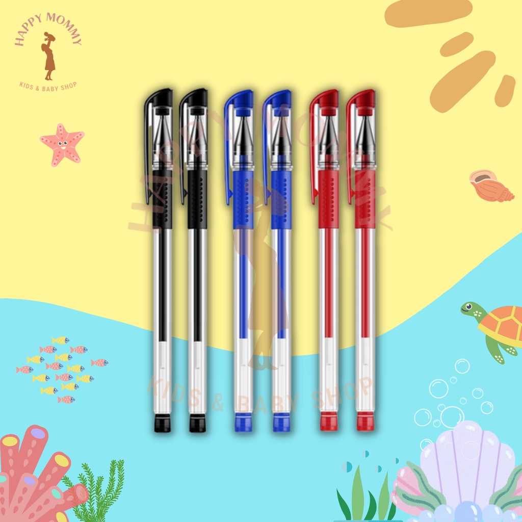 Jual Pulpen Pena Gel 0,5mm Standard Bolpoin Ballpoint Hitam Biru Merah ...