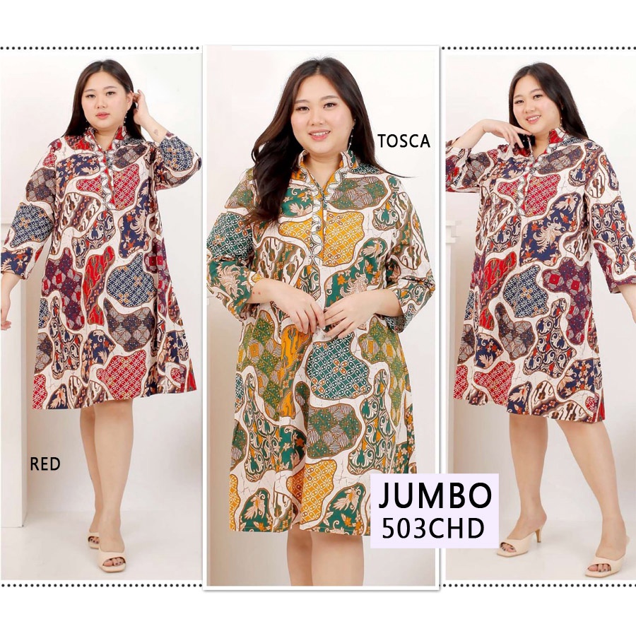 Jual BIGCLO COD LD 120 130cm Dress Batik Jumbo 503 Baju Kantor