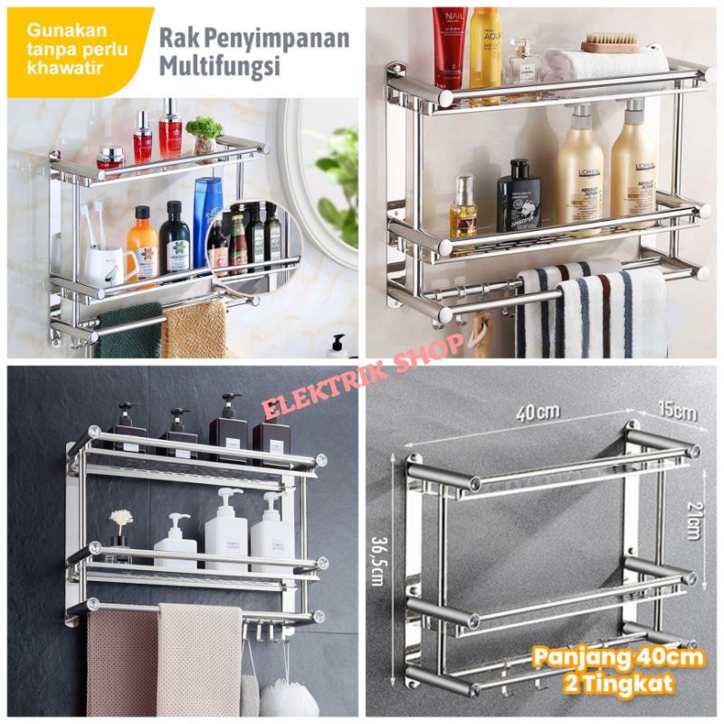 Jual RAK KAMAR MANDI STAINLESS STEEL DINDING MODEL DUA TINGKAT TEMPAT ...