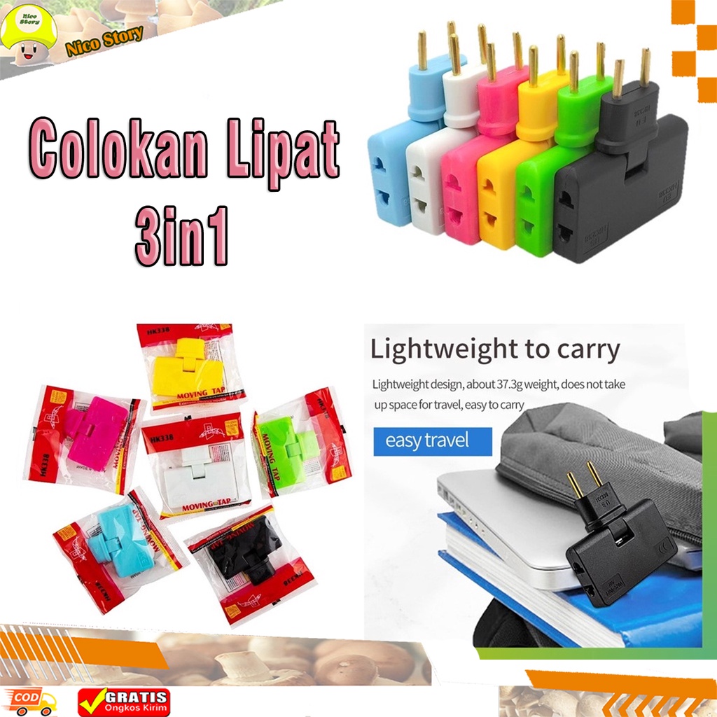 Jual (NCS) Colokan Lipat 3in1 Power Socket Extension Travel Adaptor ...