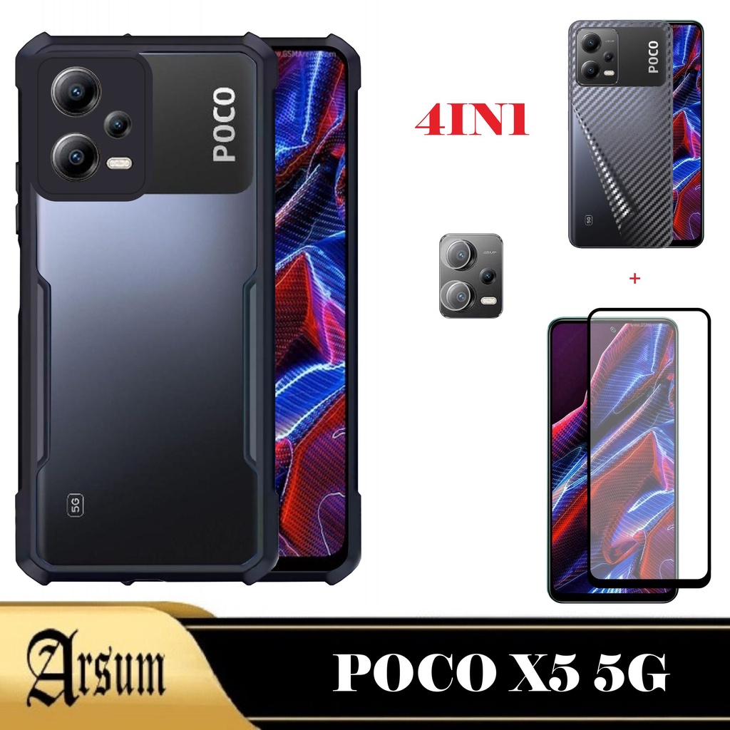 Cover Per Xiaomi Poco X5 5G / Redmi Note 12: Custodia Ibrida TPU+PC Cristallino, Antiurto Blu