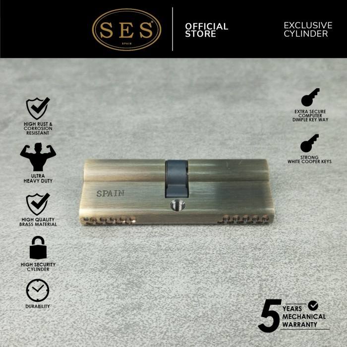 Jual SES Silinder Kunci - Cylinder SES VIP Komputer 80mm DK (Double Key ...