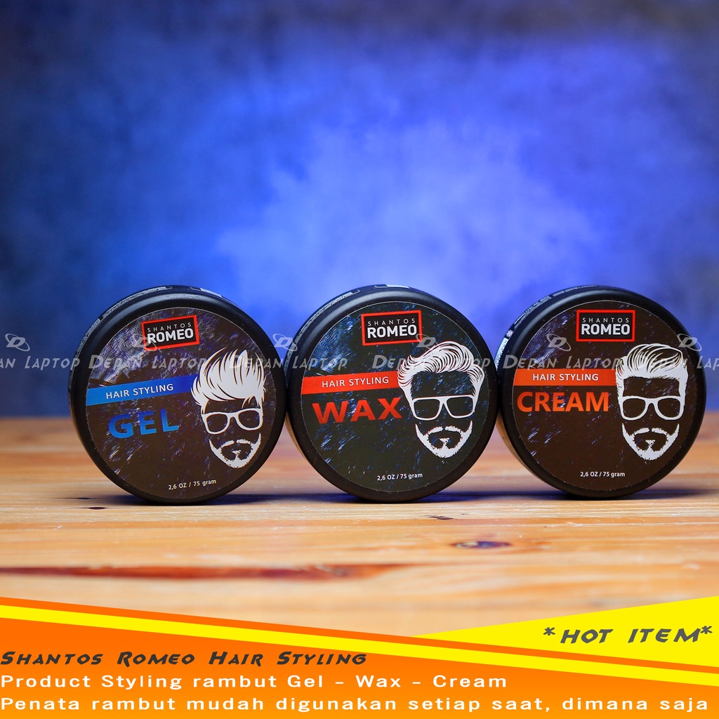 Jual ORIGINAL Shantos Romeo Hair Styling Wax Gel Cream untuk berbagai