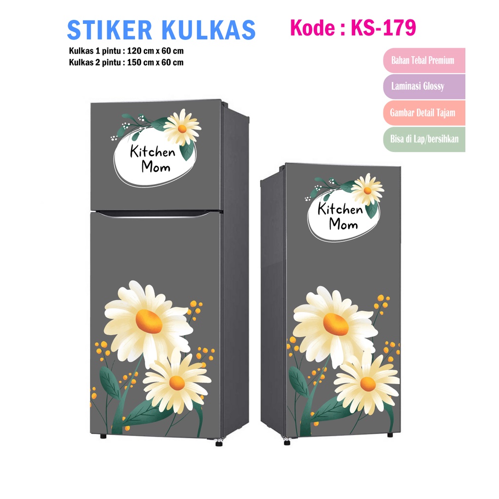 Jual Stiker Kulkas 1 Pintu dan Sticker Kulkas 2 pintu Motif Bunga ...