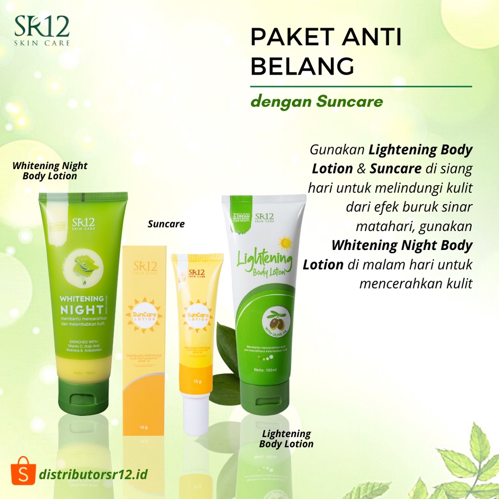 Jual SUNSCREEN WAJAH SR12 / SUNCARE SUNBLOCK SR12 / LOTION ANTI BELANG PELINDUNG DARI SINAR UV A
