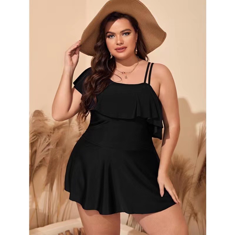 Jual Tankini Wanita Baju Renang Jumbo Big Size One Shoulder Swimdress