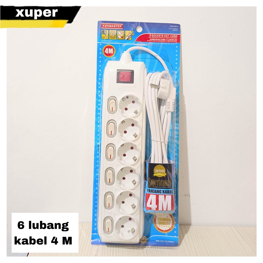 Jual STOP KONTAK PLUS SWITCH ON-OFF KABEL 4 METER - 6 LUBANG | Shopee ...