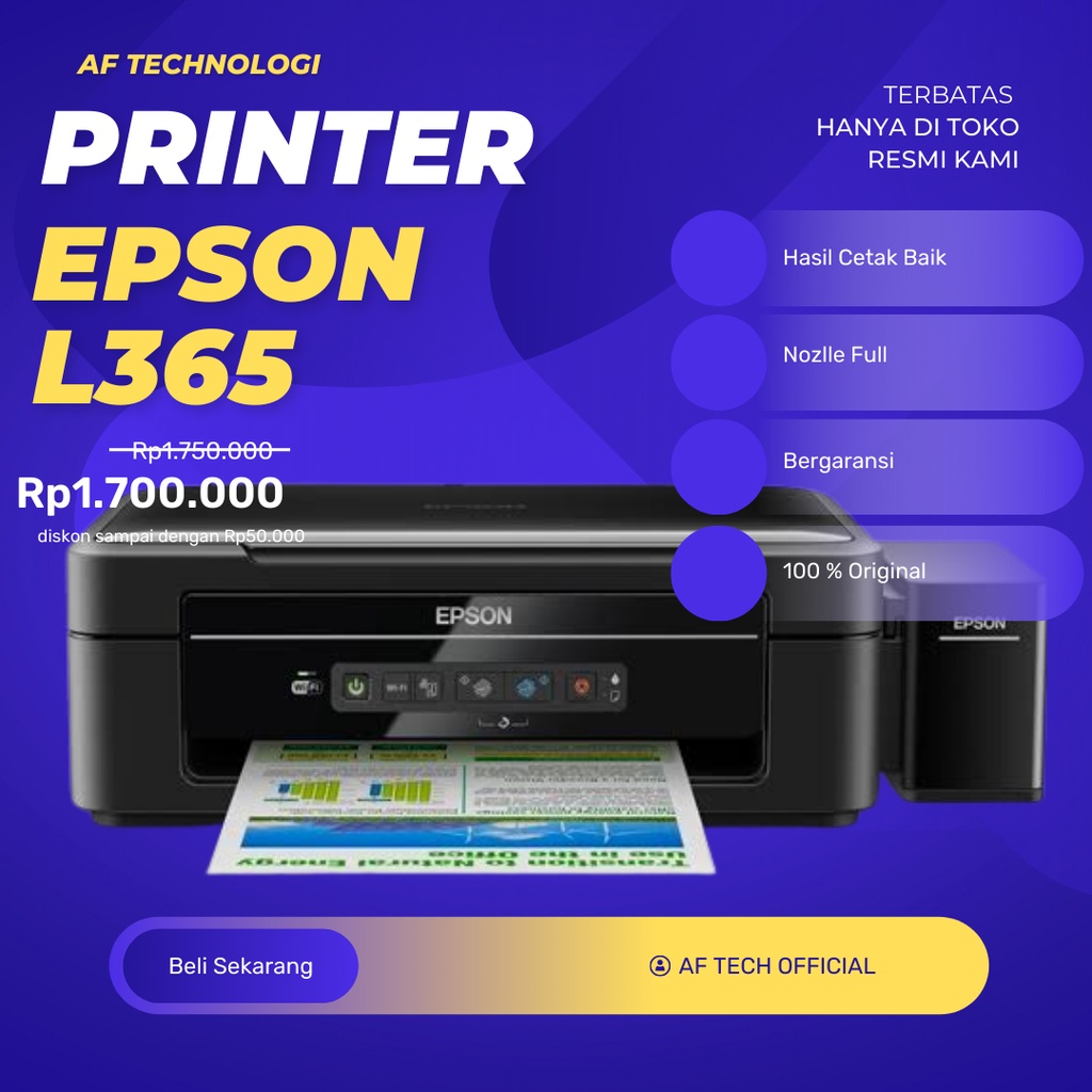 Jual Printer Epson L365 All In One Print Scan Copy Wi Fi Wireless Inkjet Bergaransi Shopee 3324