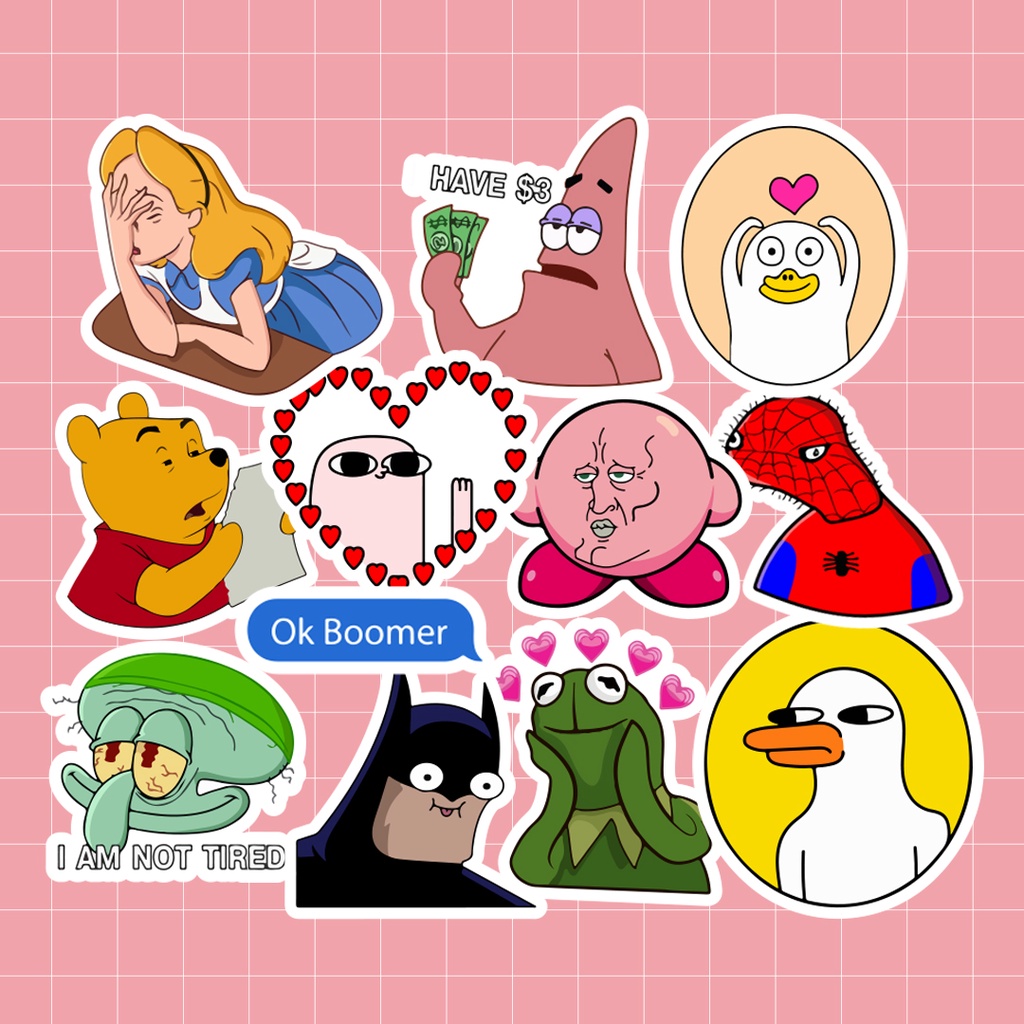 Jual Stiker Meme Aesthetic Kartun Lucu Sticker Waterproof Tumblr