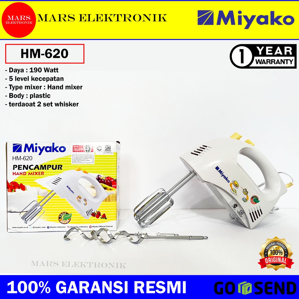 Jual HAND MIXER MIYAKO HM620/ MIXER MIYAKO HM 620 / HAND MIXER MIYAKO