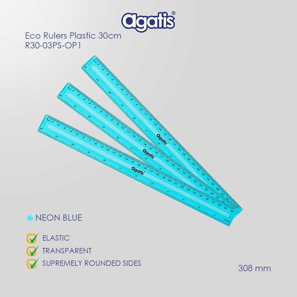 Jual Agatis - Penggaris Plastik/Mika/Mistar ukuran 30 cm/ Tahan gores ...