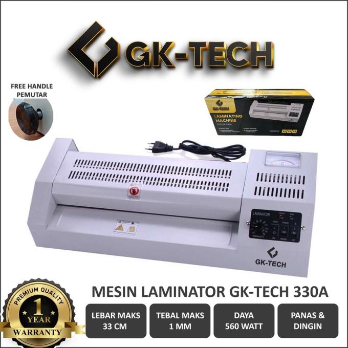 Jual Mesin Laminating A3 330Mm Laminator Gktech 330A + Handle Joyko