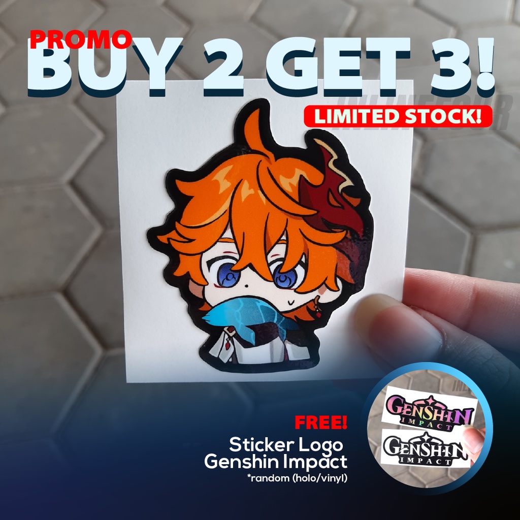 Jual Sticker Hologram Stiker Genshin Impact Tartaglia Anime Wibu