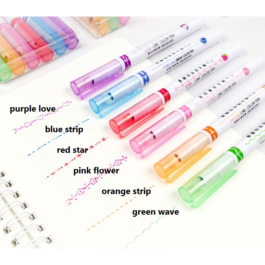 Jual [FS] Pen Art Linear Color Marker Highlighter Roller Multi Shapes ...