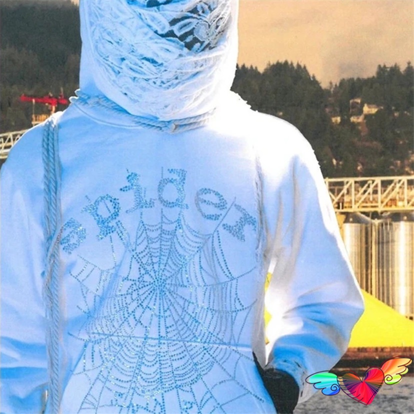 Jual 2022 Puff Cetak Putih Sp5der Hoodie Pria Wanita Web Grafis 1:1 ...