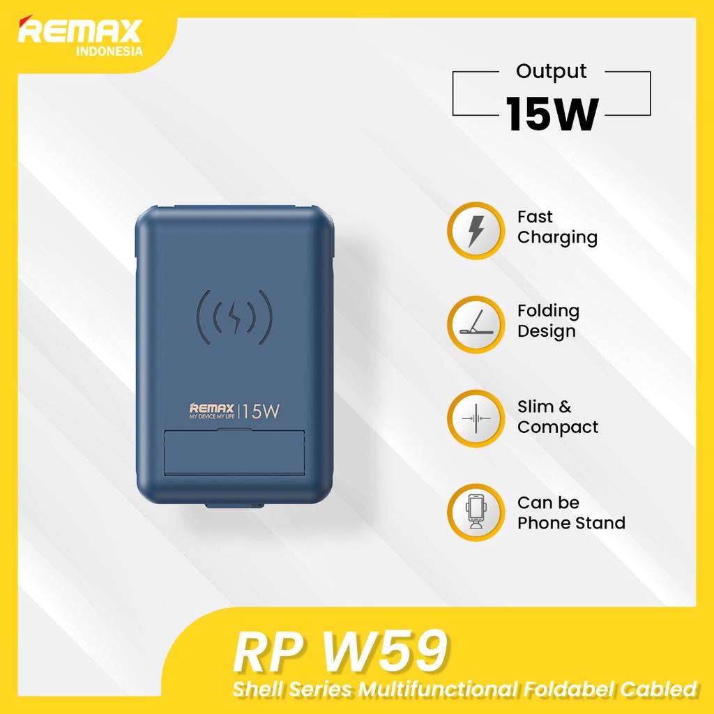 Jual Remax Compact Wireless Charger 15W With Cable Connector 3in1 Can ...