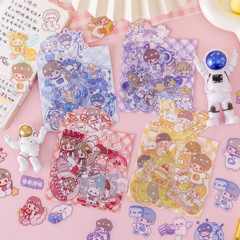 Jual 1 SET STICKER AESTHETIC GAMBAR KARTUN SPACE ANAK ANIMASI LUCU DIY