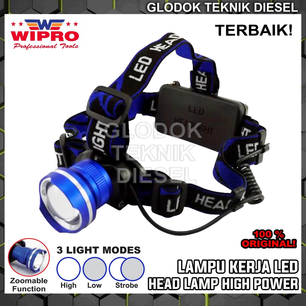 Jual Wipro Lampu Kerja LED Head Lamp High Power Zoom HLED10 HeadLamp