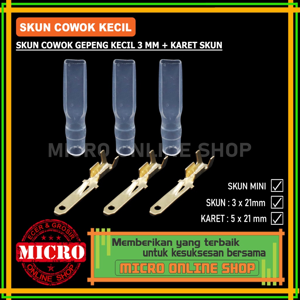 Jual Paket Pasang Skun Kabel Connector Cowok Kecil Karet Kondom Sekun Skun Kabel Motor