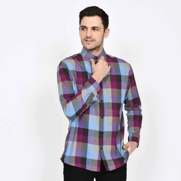 SF Kemeja Katun Flannel Blue Violet Unisex Kemeja Katun Flannel Premium Casual SOUTH FORMED