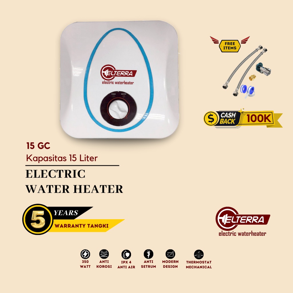 Jual Handal Water Heater Electric Pemanas Air Listrik Kamar Mandi Elterra Gc 15 Liter Shopee 2220