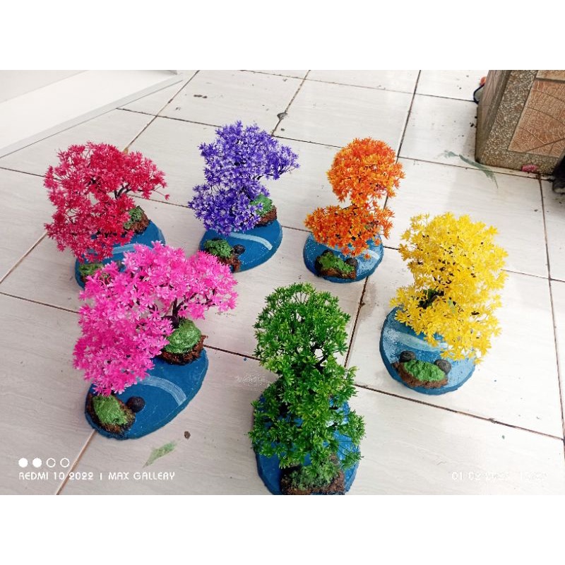 Jual hiasan aquarium bonsai sintetis tinggi 20cm tema pohon sakura