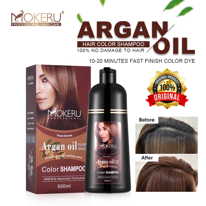 Jual Original Mokeru Sampoo Pewarna Rambut ARGAN OIL Hair Dye Shampoo ...