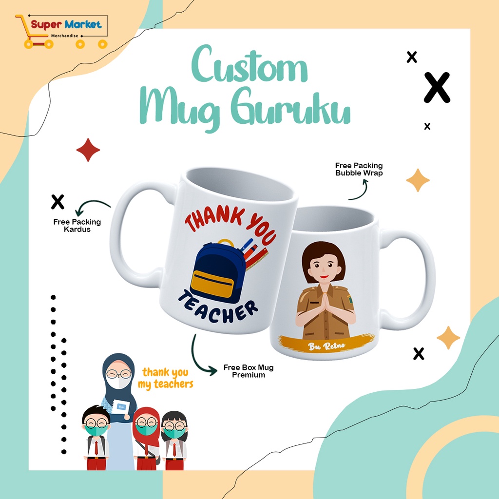 Jual TEACHER DAY / MUG CUSTOM GURU / SOUVENIR MURAH UNTUK GURUKU