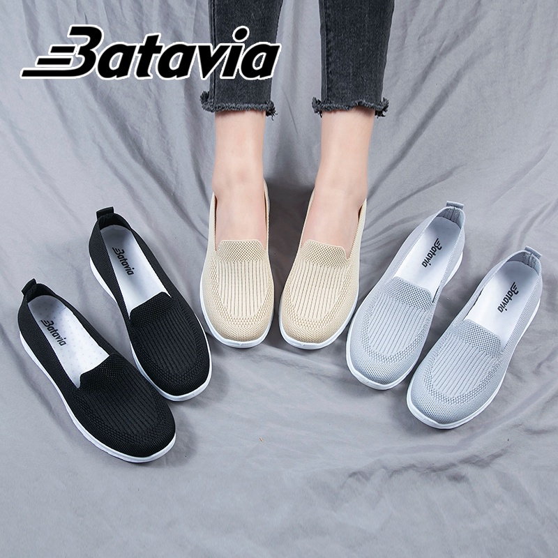 Jual Batavia Sepatu Datar Baru Flyknit Sepatu Datar Wanita Rajut Udara Sepatu Datar Wanita