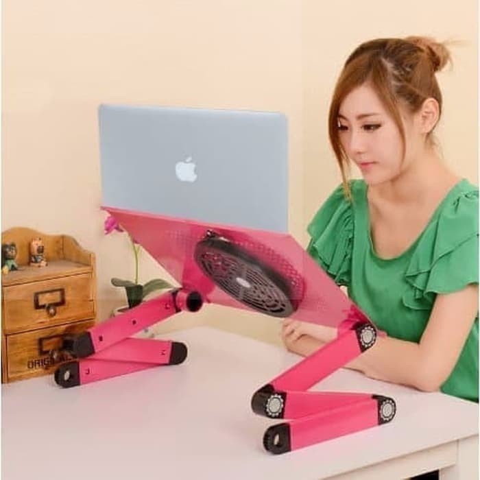 Jual Meja Meja Laptop Table Portable Aluminium Cooler Fan Meja Lipat Kerja Shopee Indonesia