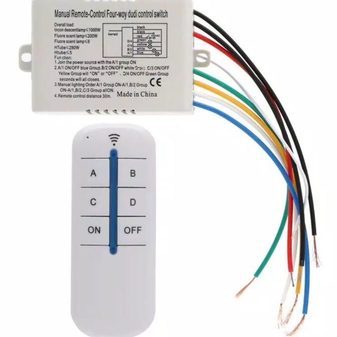 Jual saklar remote 4 x 1000w / remote control switch 4 channel muri33l ...